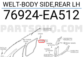 Nissan 76924EA512 WELT-BODY SIDE,REAR LH