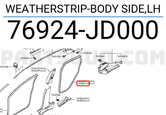 Nissan 76924JD000 WEATHERSTRIP-BODY SIDE,LH