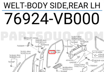 Nissan 76924VB000 WELT-BODY SIDE,REAR LH
