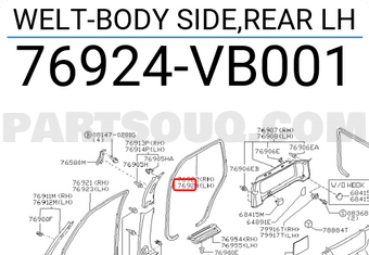 Nissan 76924VB001 WELT-BODY SIDE,REAR LH
