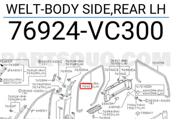 Nissan 76924VC300 WELT-BODY SIDE,REAR LH
