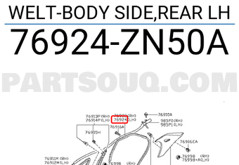 Nissan 76924ZN50A WELT-BODY SIDE,REAR LH