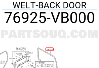Nissan 76925VB000 WELT-BACK DOOR