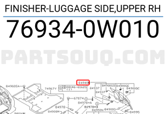 Nissan 769340W010 FINISHER-LUGGAGE SIDE,UPPER RH