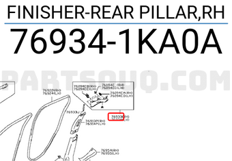 Nissan 769341KA0A FINISHER-REAR PILLAR,RH