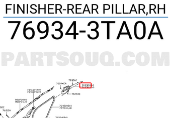 Nissan 769343TA0A FINISHER-REAR PILLAR,RH