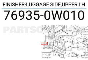 Nissan 769350W010 FINISHER-LUGGAGE SIDE,UPPER LH
