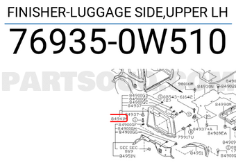 Nissan 769350W510 FINISHER-LUGGAGE SIDE,UPPER LH