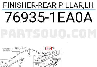 Nissan 769351EA0A FINISHER-REAR PILLAR,LH