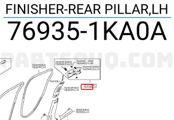 Nissan 769351KA0A FINISHER-REAR PILLAR,LH