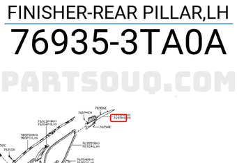 Nissan 769353TA0A FINISHER-REAR PILLAR,LH