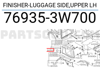 Nissan 769353W700 FINISHER-LUGGAGE SIDE,UPPER LH