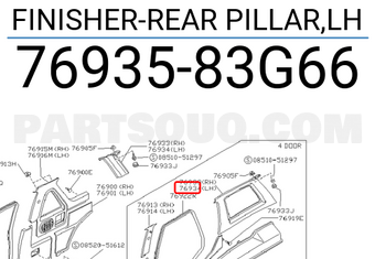 Nissan 7693583G66 FINISHER-REAR PILLAR,LH