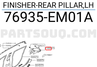 Nissan 76935EM01A FINISHER-REAR PILLAR,LH