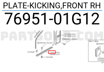 Nissan 7695101G12 PLATE-KICKING,FRONT RH