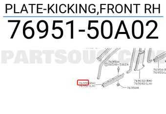 Nissan 7695150A02 PLATE-KICKING,FRONT RH