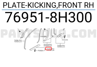 Nissan 769518H300 PLATE-KICKING,FRONT RH