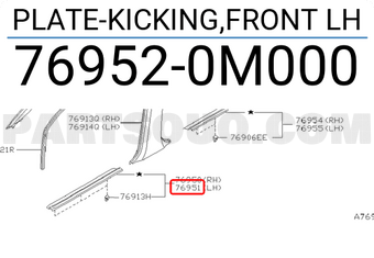 Nissan 769520M000 PLATE-KICKING,FRONT LH