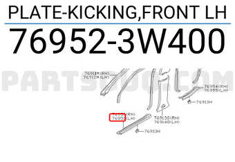 Nissan 769523W400 PLATE-KICKING,FRONT LH