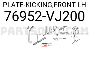 Nissan 76952VJ200 PLATE-KICKING,FRONT LH