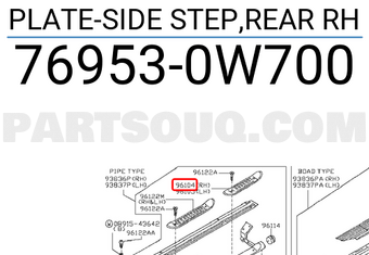 Nissan 769530W700 PLATE-SIDE STEP,REAR RH