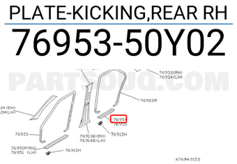Nissan 7695350Y02 PLATE-KICKING,REAR RH