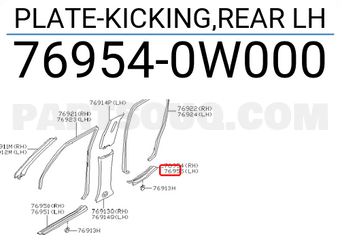 Nissan 769540W000 PLATE-KICKING,REAR LH