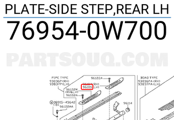 Nissan 769540W700 PLATE-SIDE STEP,REAR LH