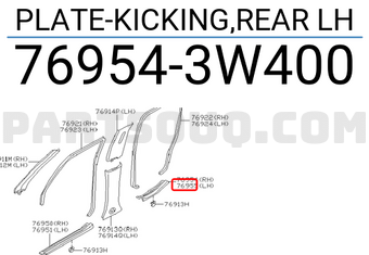 Nissan 769543W400 PLATE-KICKING,REAR LH