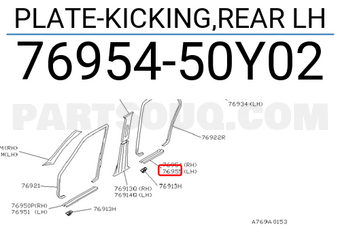 Nissan 7695450Y02 PLATE-KICKING,REAR LH