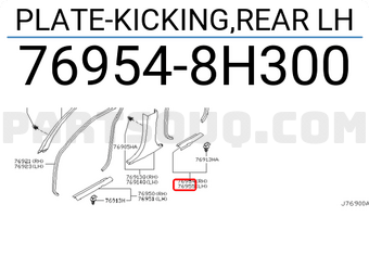 Nissan 769548H300 PLATE-KICKING,REAR LH