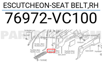 Nissan 76972VC100 ESCUTCHEON-SEAT BELT,RH