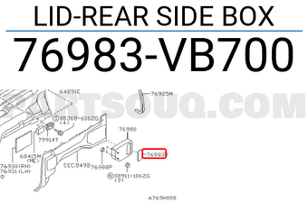 Nissan 76983VB700 LID-REAR SIDE BOX