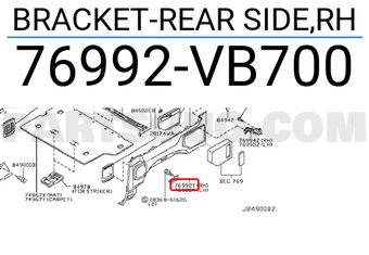 Nissan 76992VB700 BRACKET-REAR SIDE,RH