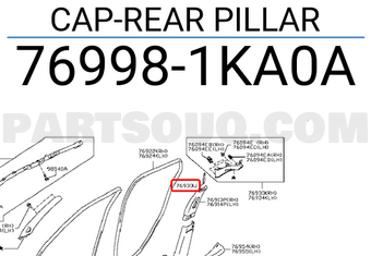 Nissan 769981KA0A CAP-REAR PILLAR