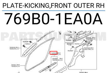 Nissan 769B01EA0A PLATE-KICKING,FRONT OUTER RH