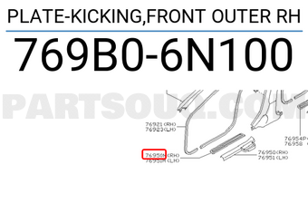 Nissan 769B06N100 PLATE-KICKING,FRONT OUTER RH