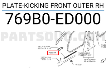 Nissan 769B0ED000 PLATE-KICKING FRONT OUTER RH