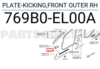 Nissan 769B0EL00A PLATE-KICKING,FRONT OUTER RH