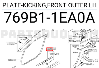 Nissan 769B11EA0A PLATE-KICKING,FRONT OUTER LH