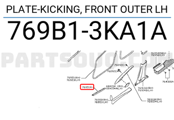 Nissan 769B13KA1A PLATE-KICKING, FRONT OUTER LH