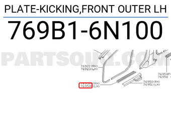 Nissan 769B16N100 PLATE-KICKING,FRONT OUTER LH