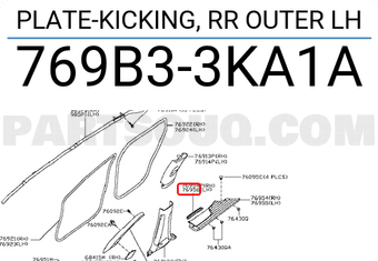Nissan 769B33KA1A PLATE-KICKING, RR OUTER LH