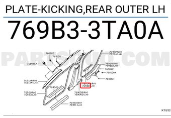 Nissan 769B33TA0A PLATE-KICKING,REAR OUTER LH