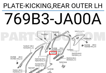 Nissan 769B3JA00A PLATE-KICKING,REAR OUTER LH