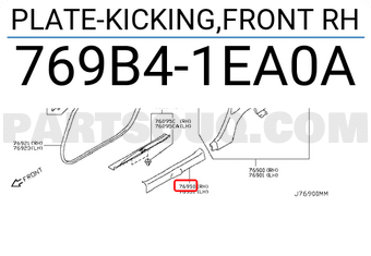 Nissan 769B41EA0A PLATE-KICKING,FRONT RH