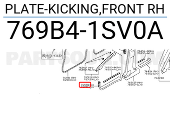Nissan 769B41SV0A PLATE-KICKING,FRONT RH
