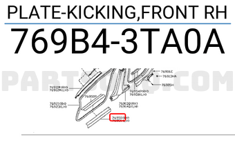 Nissan 769B43TA0A PLATE-KICKING,FRONT RH