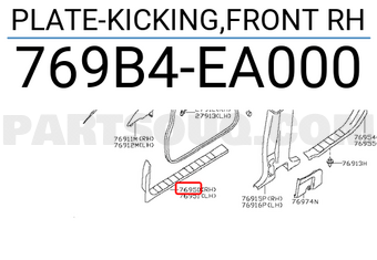 Nissan 769B4EA000 PLATE-KICKING,FRONT RH