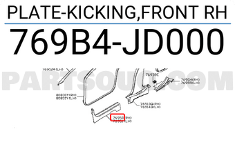 Nissan 769B4JD000 PLATE-KICKING,FRONT RH